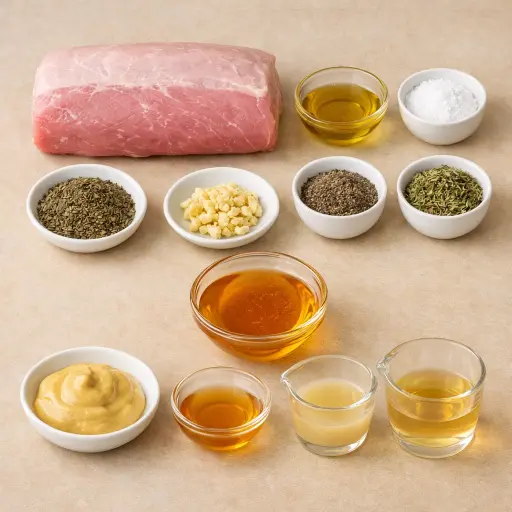 Ingredients for Herb-Crusted Roast Pork Loin with Honey Dijon Glaze