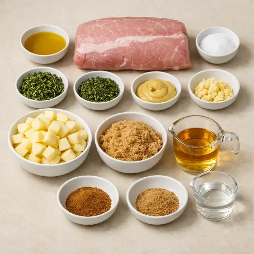 Ingredients for Herb-Crusted Roasted Pork Loin with Apple Compote