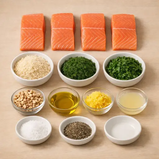 Ingredients for Herb-Crusted Salmon Bake