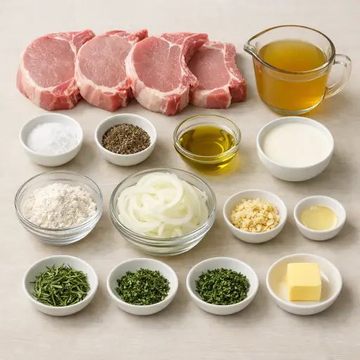 Ingredients for Herb-Crusted Smothered Pork Chops