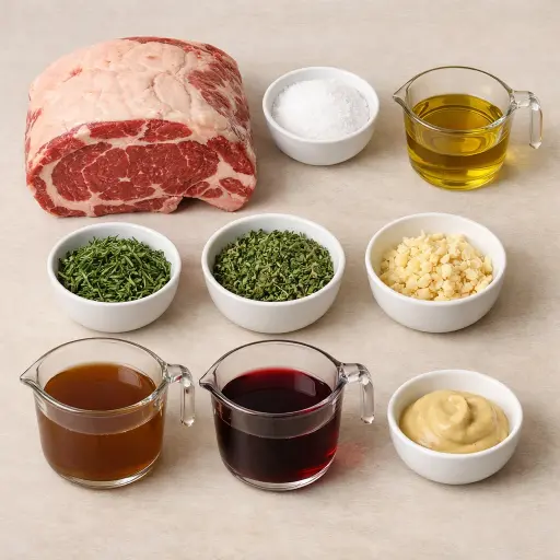 Ingredients for Herb-Crusted Standing Rib Roast with Garlic Jus