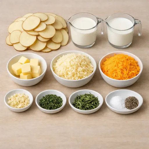 Ingredients for Herb-Infused Au Gratin Potatoes