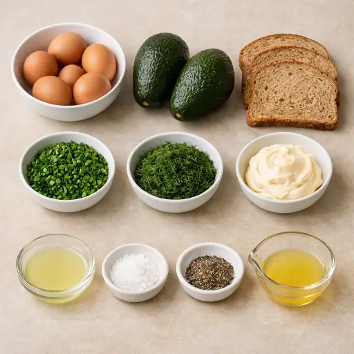 Ingredients for Herb-Infused Avocado Egg Salad