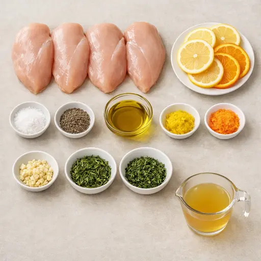 Ingredients for Herb-Infused Baked Chicken with Citrus Zest