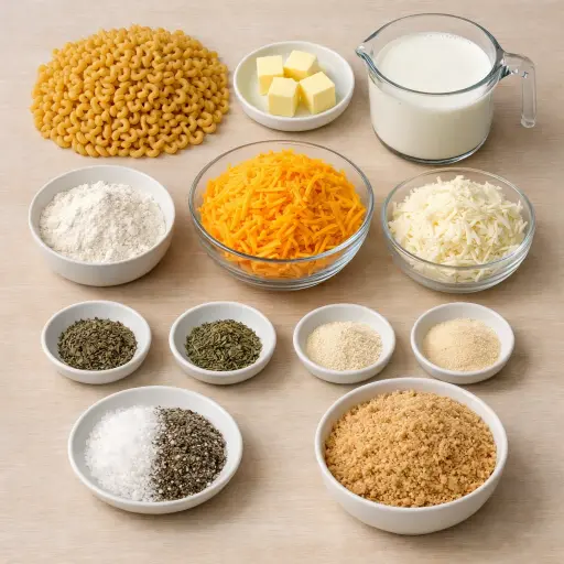 Ingredients for Herb-Infused Baked Macaroni & Cheese