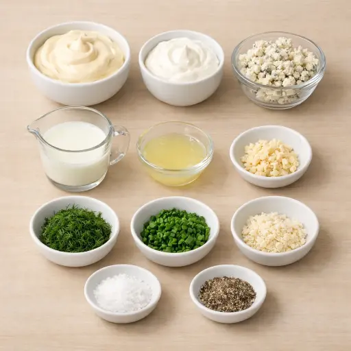 Ingredients for Herb-Infused Blue Cheese Dressing