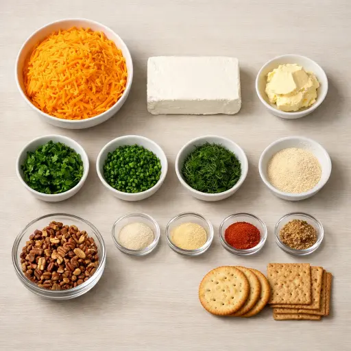 Ingredients for Herb-Infused Cheese Ball Delight