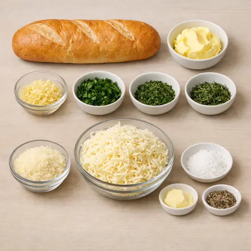 Ingredients for Herb-infused Cheesy Garlic Bread