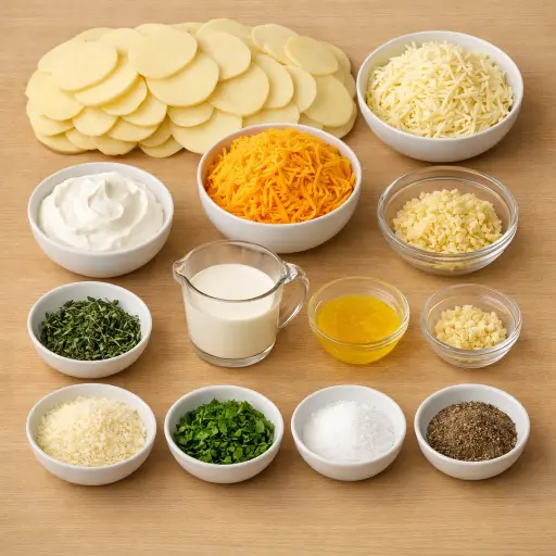 Ingredients for Herb-Infused Cheesy Potato Casserole