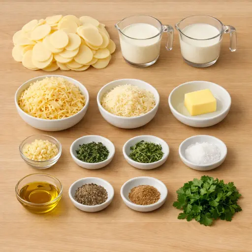 Ingredients for Herb-Infused Cheesy Scalloped Potatoes