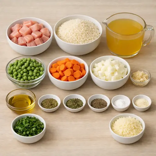 Ingredients for Herb-Infused Chicken and Rice Casserole