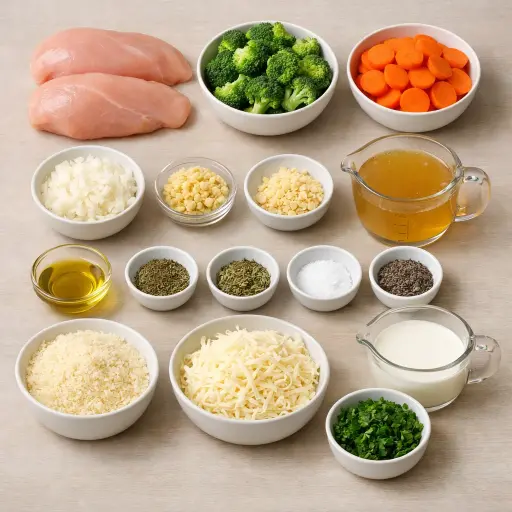 Ingredients for Herb-Infused Chicken Casserole Delight