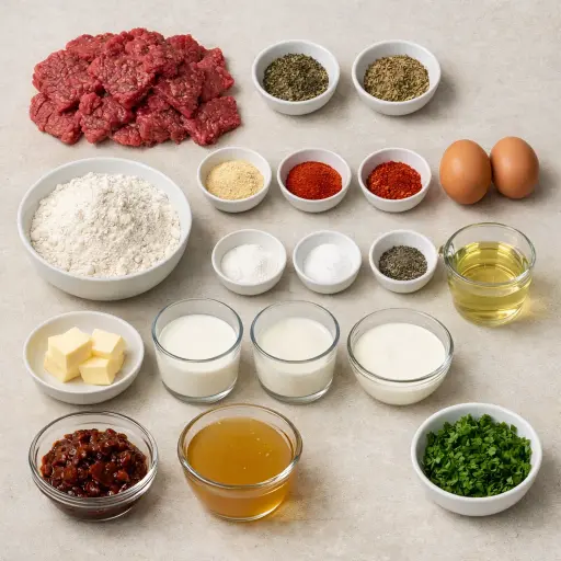 Ingredients for Herb-Infused Chicken Fried Steak with Chipotle Gravy
