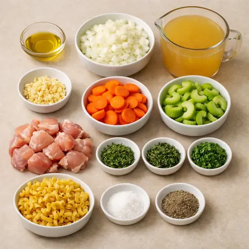 Ingredients for Herb-Infused Chicken Noodle Soup