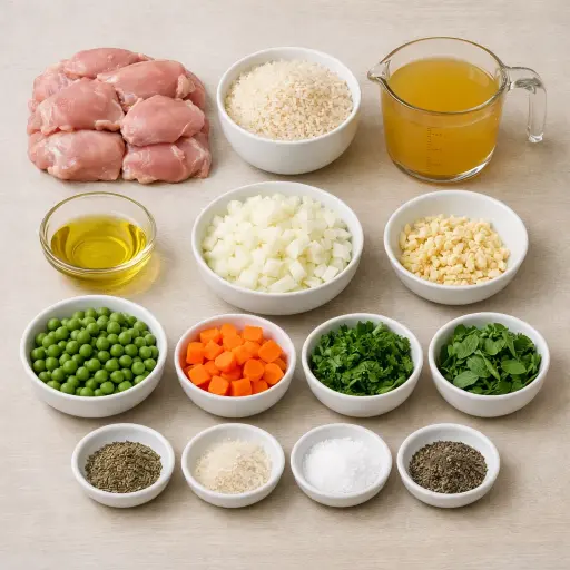 Ingredients for Herb-Infused Chicken Rice Casserole