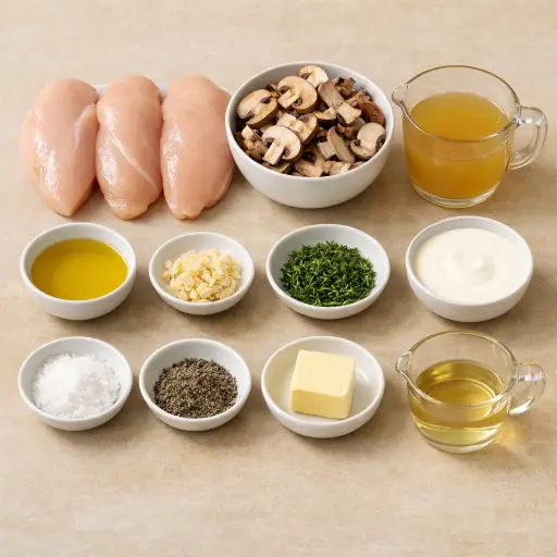 Ingredients for Herb-Infused Chicken with Wild Mushrooms