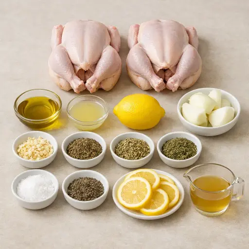 Ingredients for Herb-Infused Cornish Hens