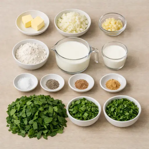Ingredients for Herb-Infused Creamed Spinach Delight