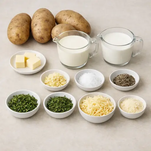 Ingredients for Herb-Infused Creamy Au Gratin Potatoes