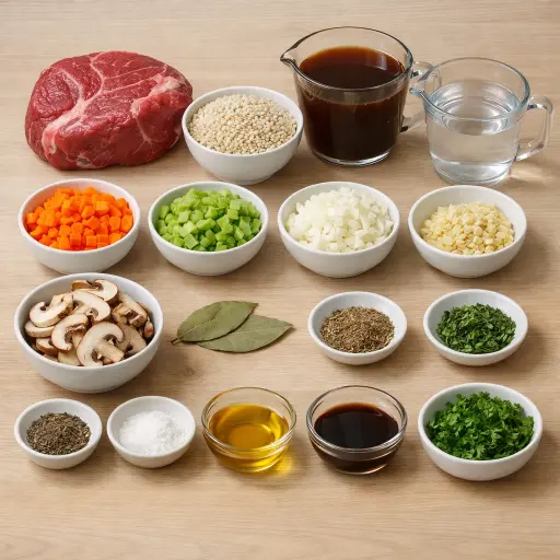 Ingredients for Herb-Infused Crockpot Beef Barley Soup