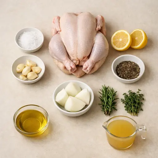 Ingredients for Herb-Infused Crockpot Whole Chicken