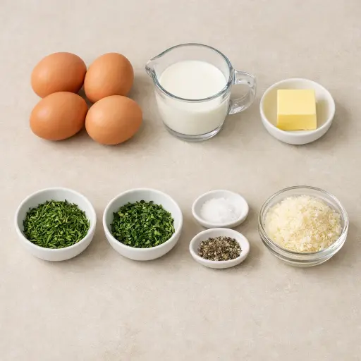 Ingredients for Herb-Infused Fluffy Scrambled Eggs