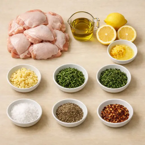 Ingredients for Herb Infused Lemon Baked Chicken