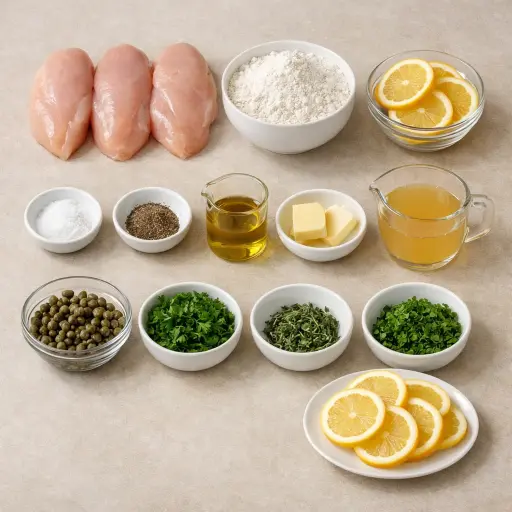 Ingredients for Herb-Infused Lemon Chicken Piccata