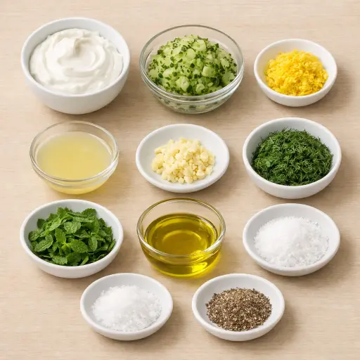 Ingredients for Herb-Infused Lemony Tzatziki Sauce