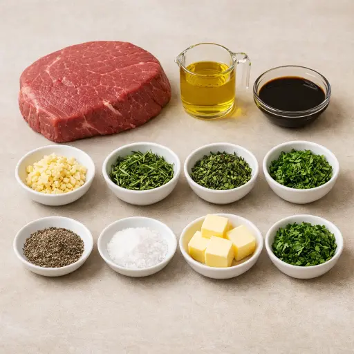 Ingredients for Herb-Infused London Broil with Garlic Butter