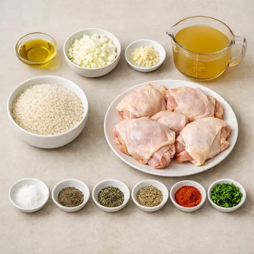 Ingredients for Herb-Infused Oven Baked Chicken Rice
