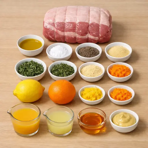 Ingredients for Herb-Infused Oven-Roasted Pork Roast with Citrus Glaze