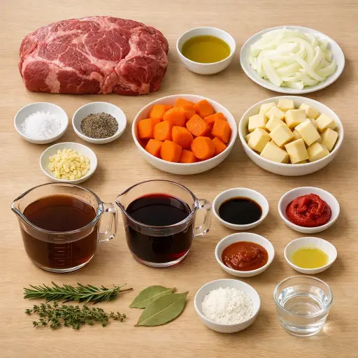 Ingredients for Herb-Infused Pot Roast with Root Vegetables