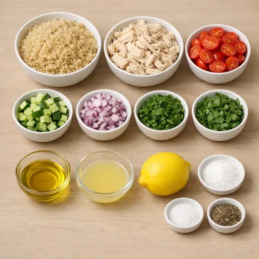 Ingredients for Herb-Infused Quinoa Chicken Salad