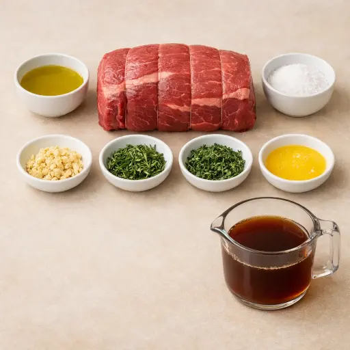 Ingredients for Herb-Infused Roast Beef with Garlic Butter