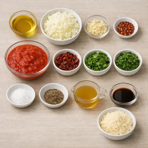 Ingredients for Herb-Infused Rustic Spaghetti Sauce
