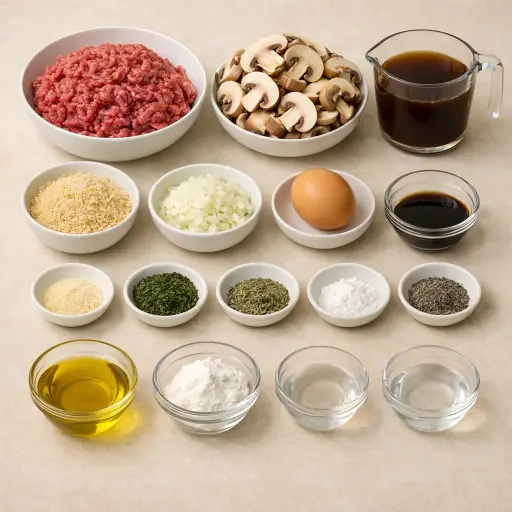 Ingredients for Herb-Infused Salisbury Steak with Mushroom Glaze