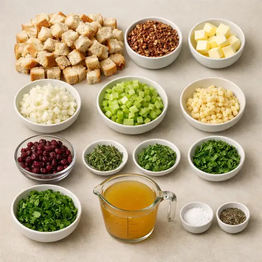 Ingredients for Herb-Infused Thanksgiving Stuffing