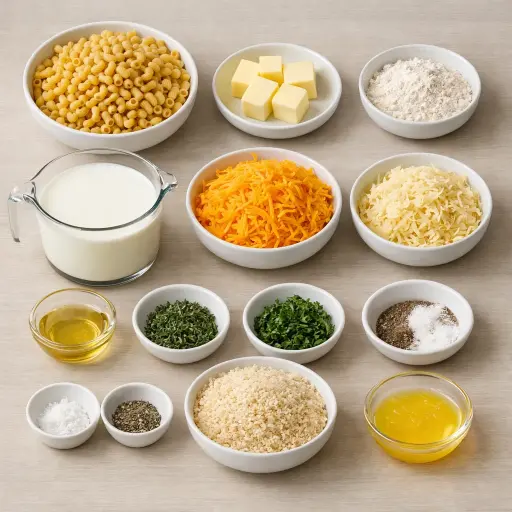 Ingredients for Herb-Infused Truffle Macaroni and Cheese