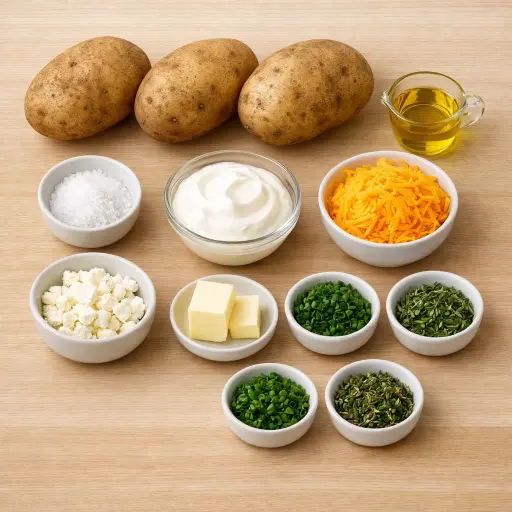 Ingredients for Herb-Infused Twice-Baked Potatoes