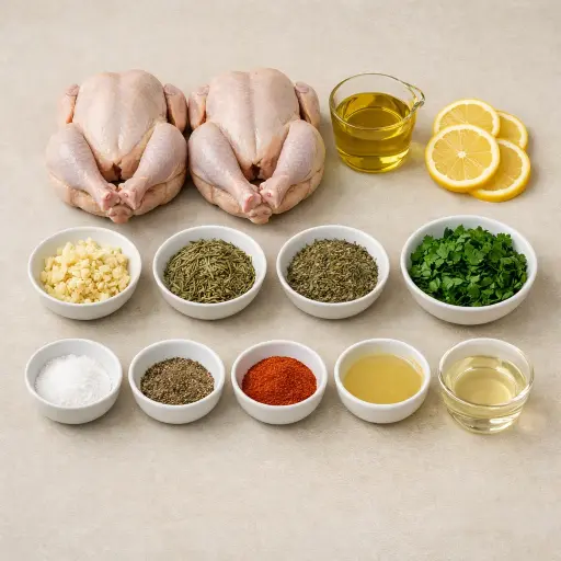 Ingredients for Herb-Roasted Cornish Hens