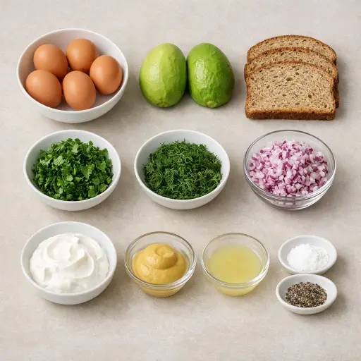 Ingredients for Herbaceous Avocado Egg Salad
