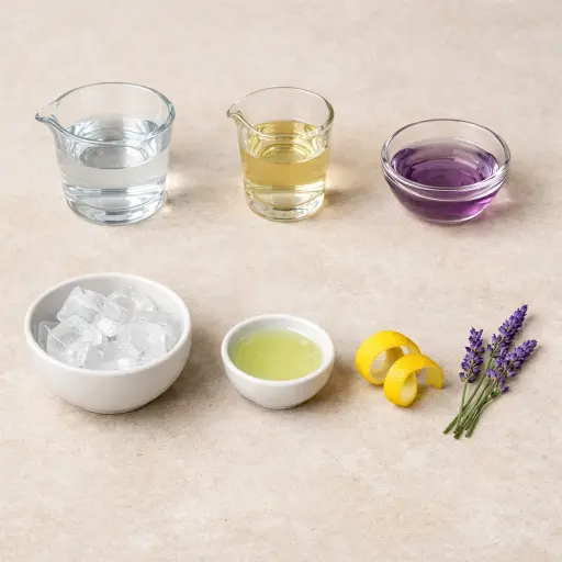 Ingredients for Herbaceous Lavender Martini