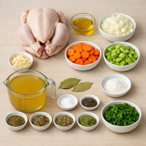 Ingredients for Herbal Infused Chicken Soup
