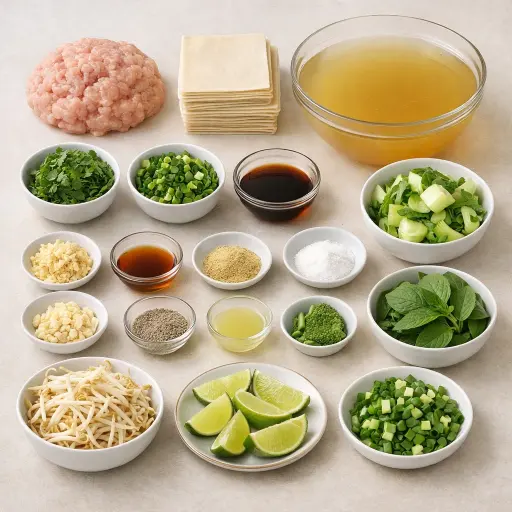 Ingredients for Herbal Wonton Soup