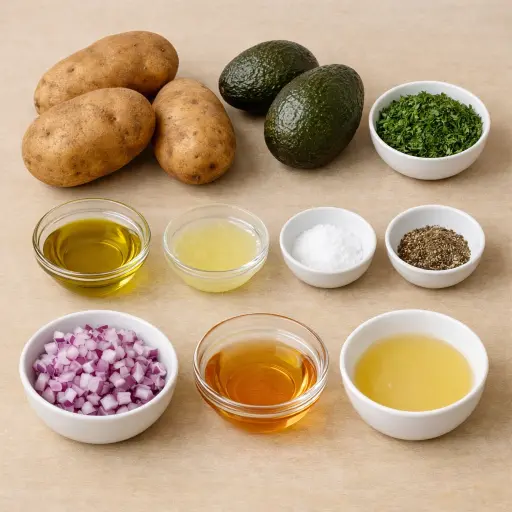 Ingredients for Herbed Avocado Potato Salad