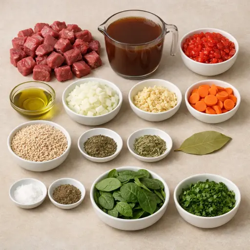 Ingredients for Herbed Beef Barley Vegetable Soup