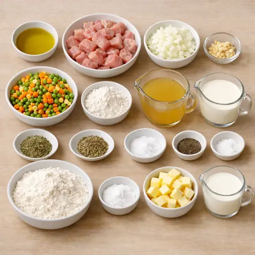 Ingredients for Herbed Biscuit-Topped Chicken Pot Pie