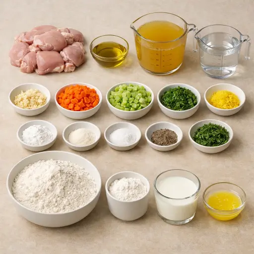 Ingredients for Herbed Chicken & Dumplings with Lemon Zest
