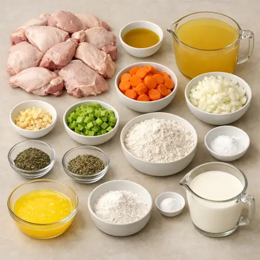 Ingredients for Herbed Chicken and Fluffy Dumplings